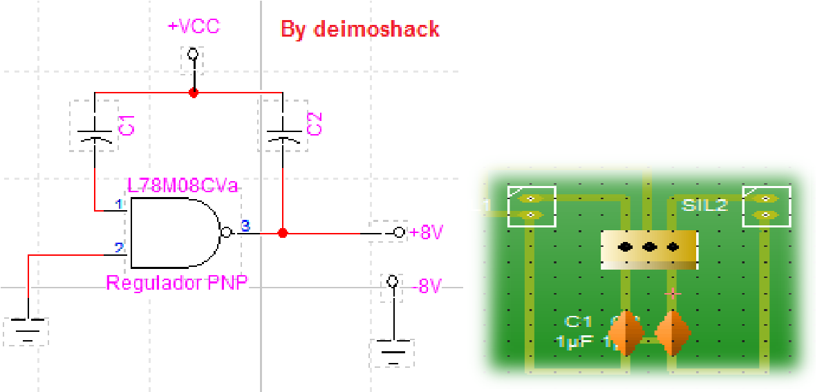regulador integrado con L78M08CV circuito regulador