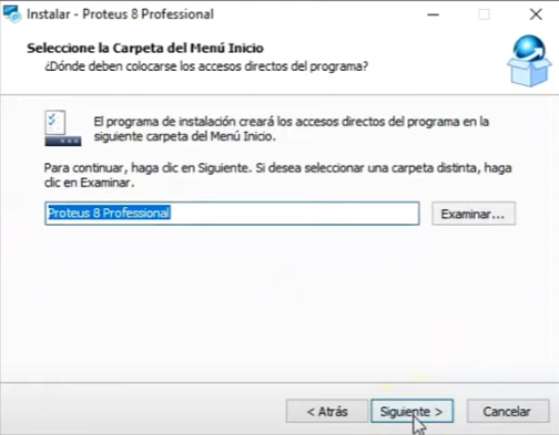 Selección de los accesos directos de Proteus