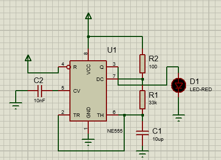 Circuito temporizador con Proteus