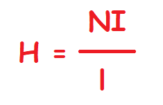 formula para calcular la intensidad del campo magnético en relación a la intensidad de corriente y el número de espiras.
