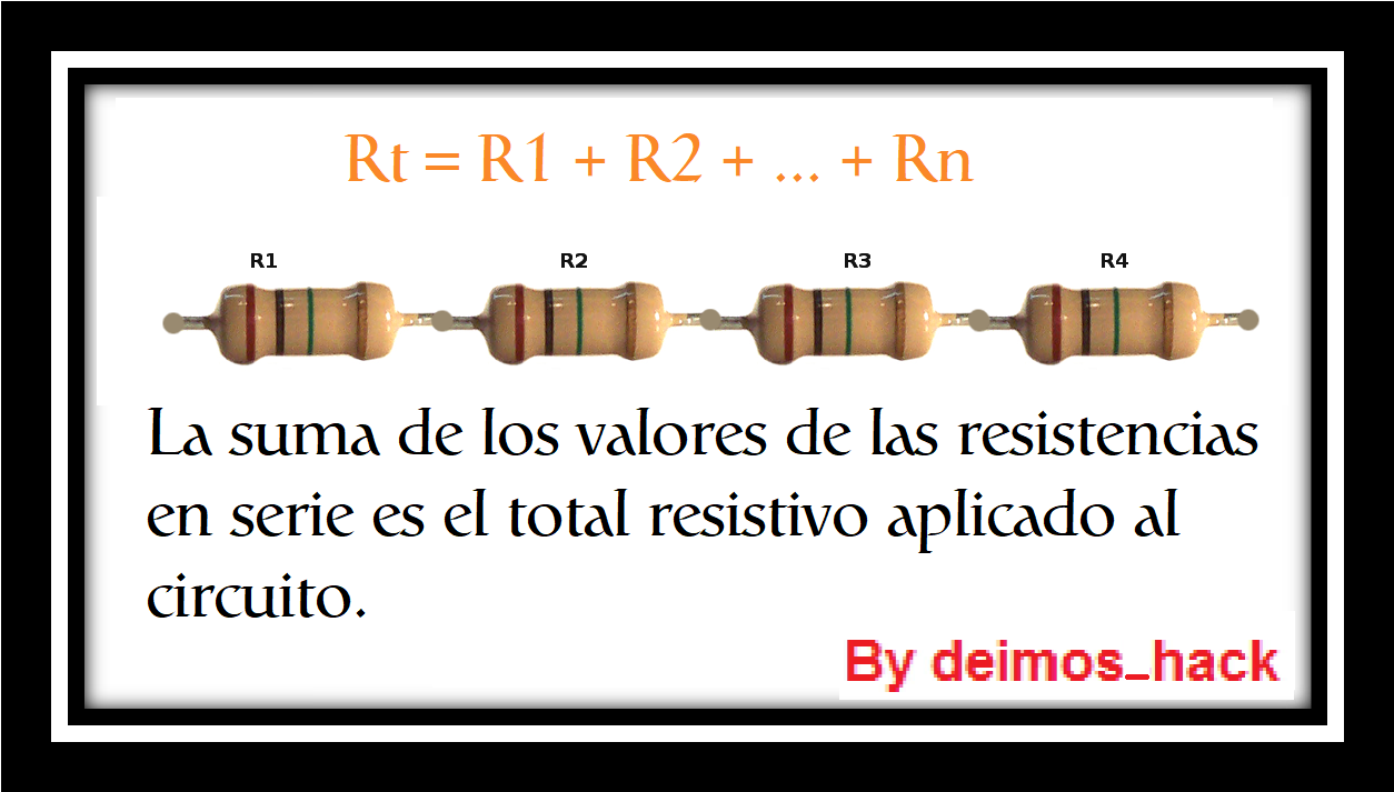 La resistencia en serie suman todas las resistencias en serie del circuito Formula resistencia en serie
