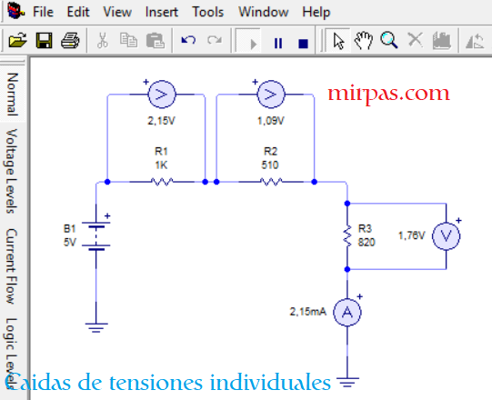 Las caidas de tensiones individuales resultan de la total caidas de tensión individual