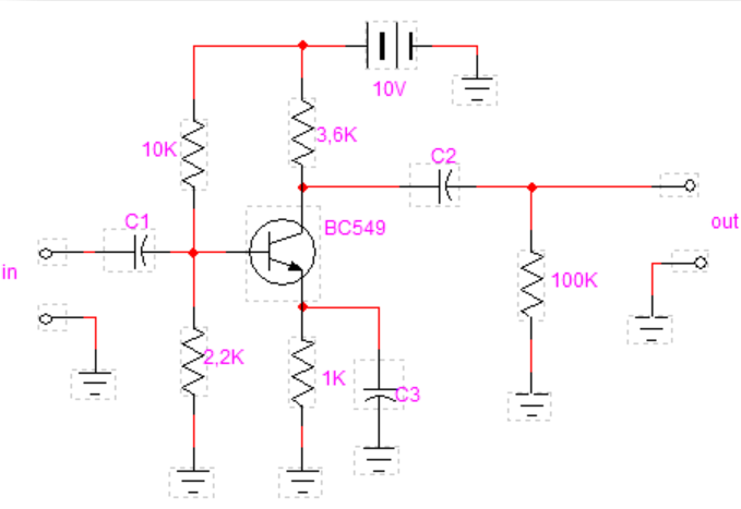 amplificador completo en emisor común
