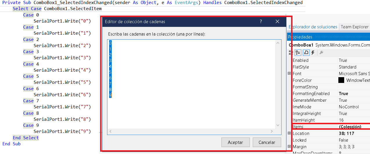 Selección de elementos en VB.NET
