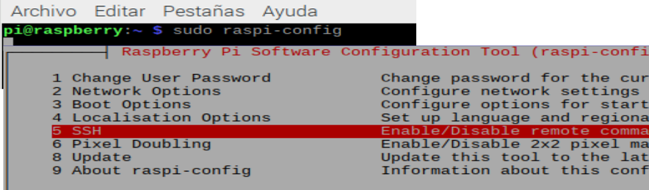 habilitar/deshabilitar SSH desde consola