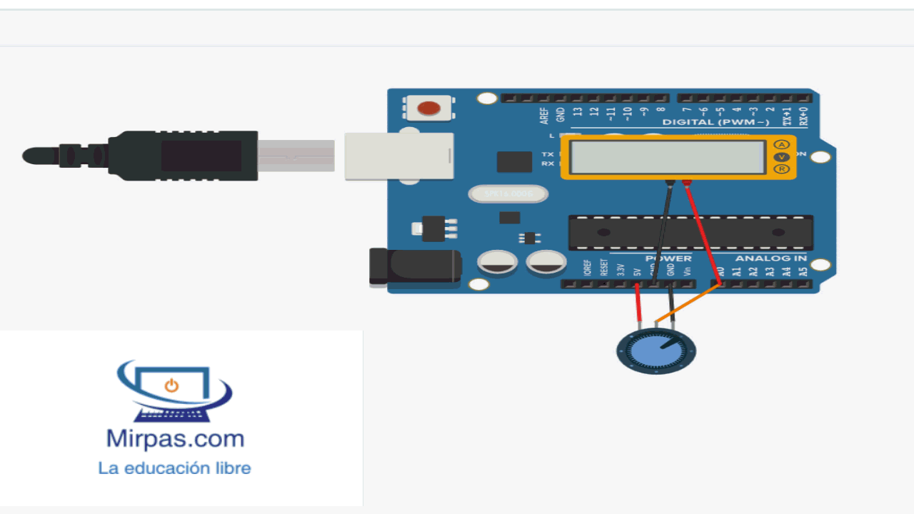 tensión en el pin0 al variar el potenciómetro