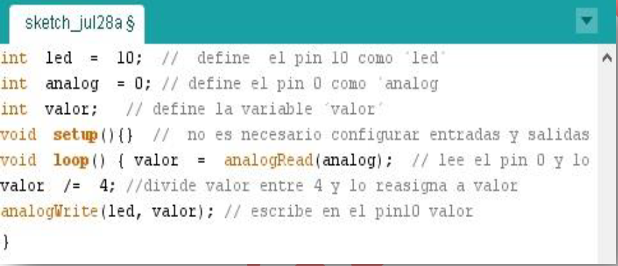 escribir en el puerto 10 analogico