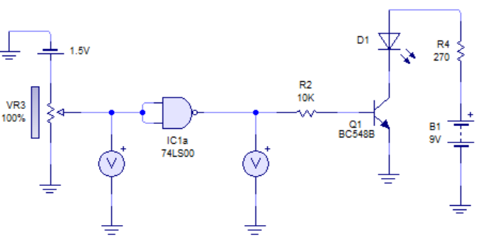 Circuito para comprobar la activación de entrada