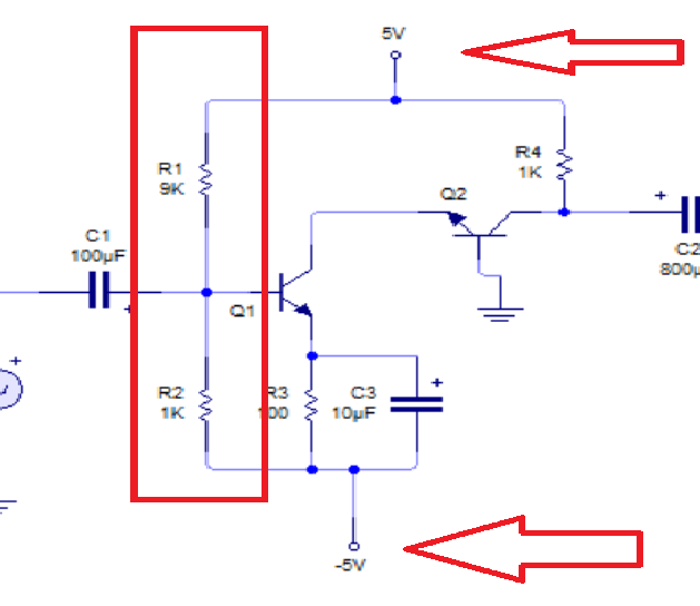 polarización del primer transistor