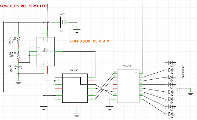 circuito de la práctica del contador digital