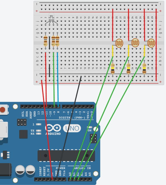 circuito RGB con control de luz mediante luz ambiental