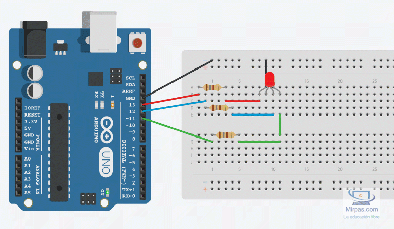 funcionamiento de forma automática del led RGB