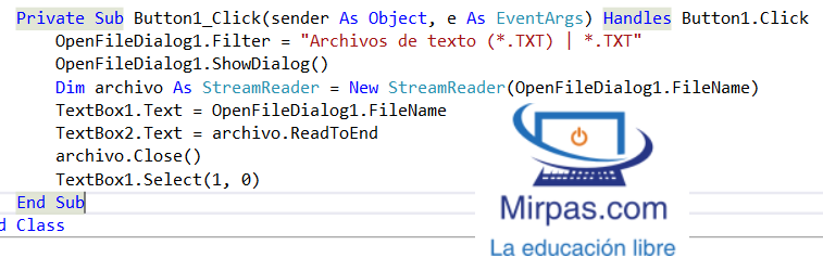 codigo de carga el texto
