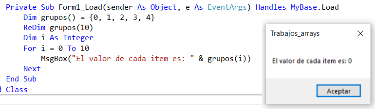 al redimensionar cambia el valor de los items