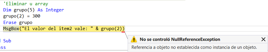 error al no encontrar la referencia