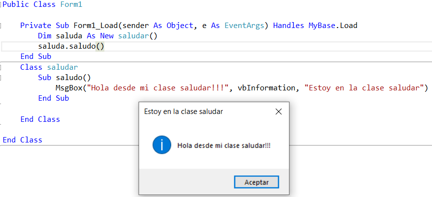 instanciar y usar el nuevo objeto de la clase saludar()