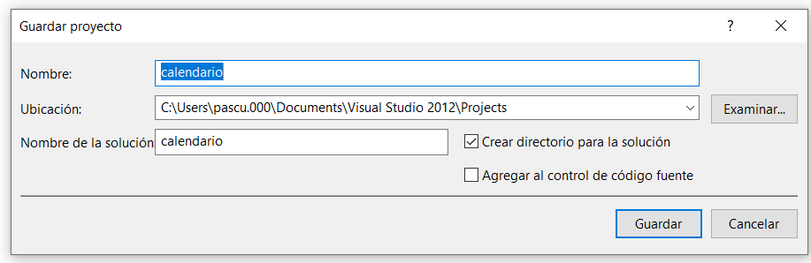 Guardar el proyecto para poder genera la .dll