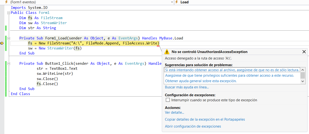 Error en tiempo de ejecuci贸n