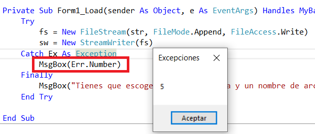 tabla de errores