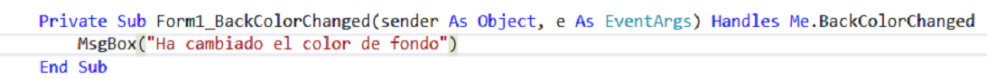 Evento relacionado con el cambio de fondo