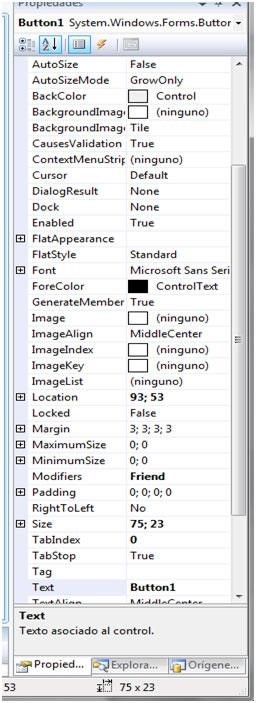 propiedades comunes en VS.NET