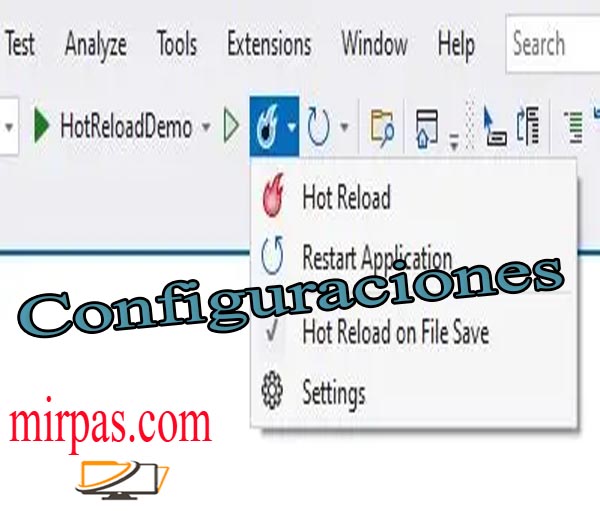 configuraciones, recarga activa y code behind