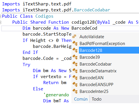 Cambio de objeto para poder introducir letras en el barcode