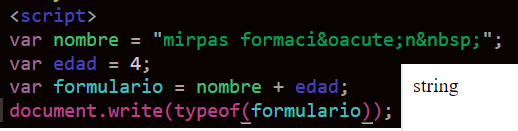 typeof sirve para averiguar el tipo de dato