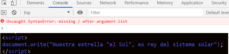 error al concatenar con comillas dobles