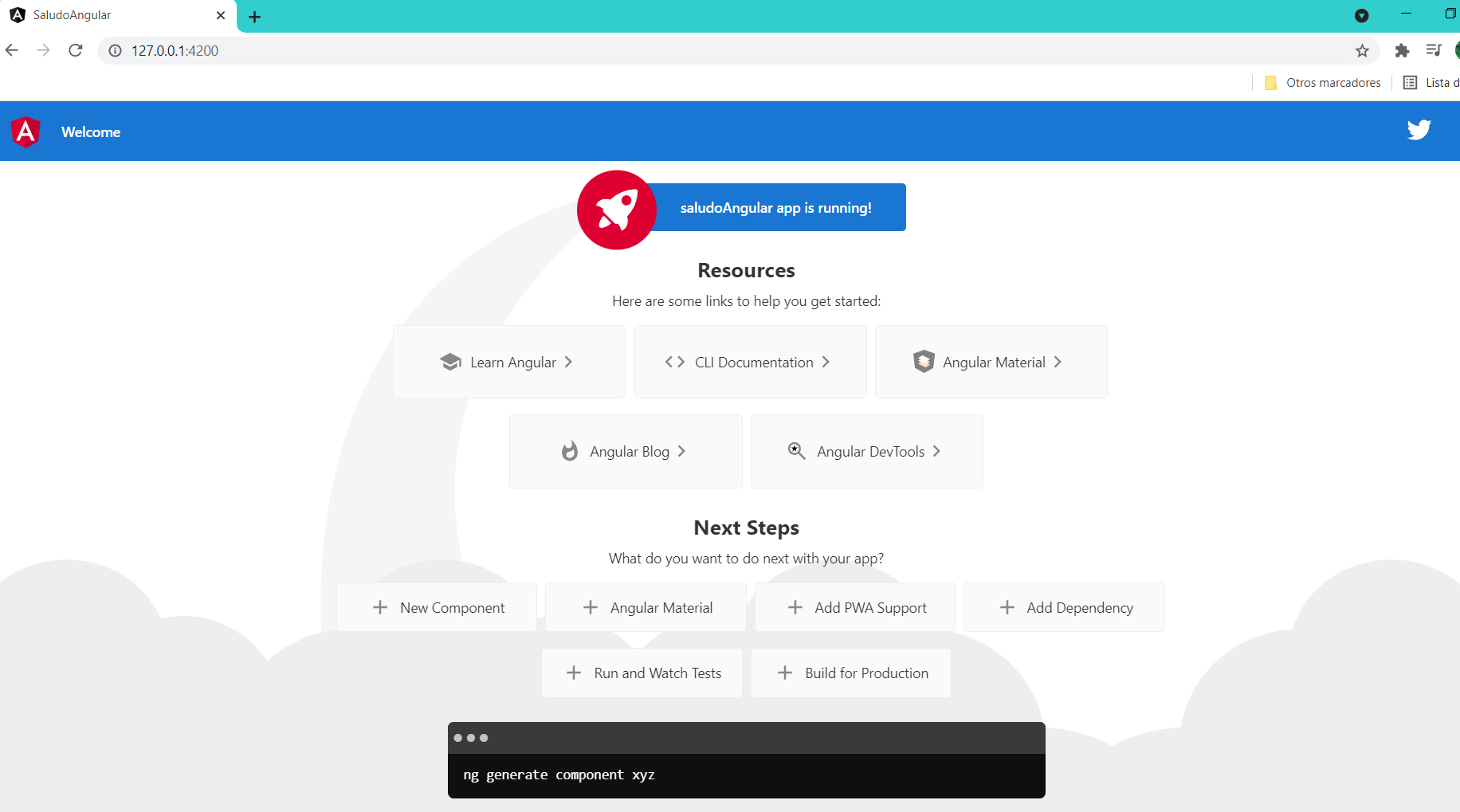 Primera página en ANGULAR CLI