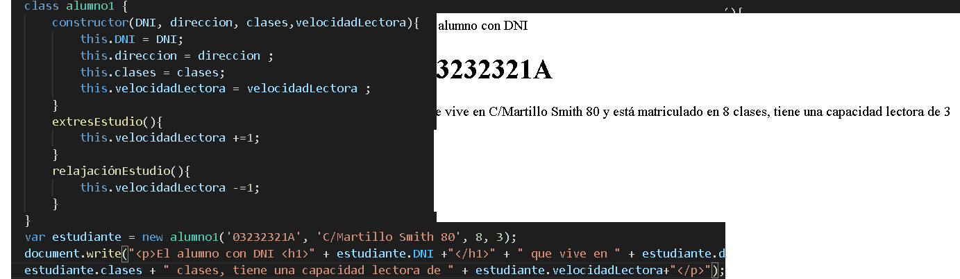 llamada de clase con par谩metros