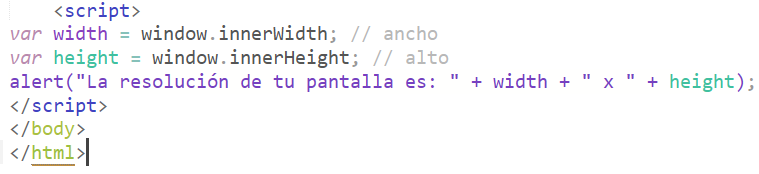 método para comprobar alto y ancho del navegador