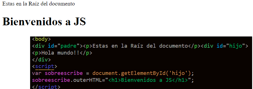 outerHTML sirve de modificación de contenido