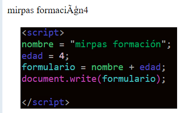 ejemplo de concatenación sin codificación estándar