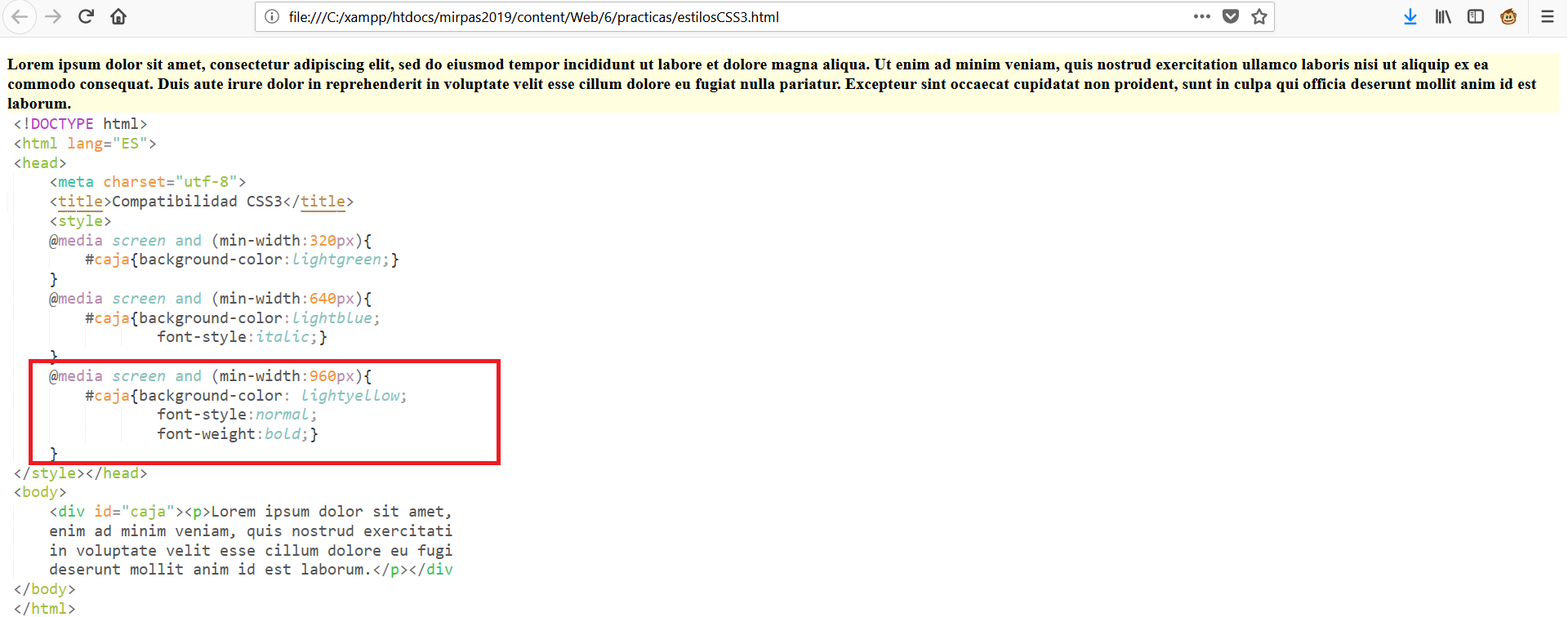 uso de media queries de pantalla