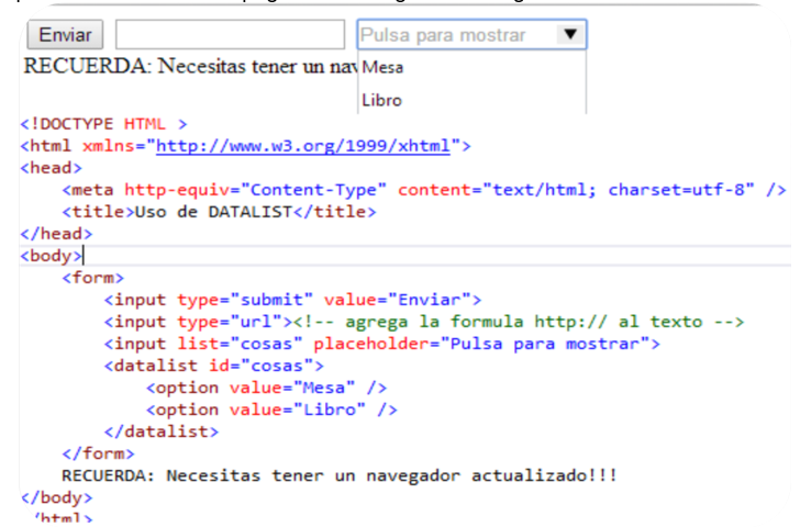 uso de datalist
