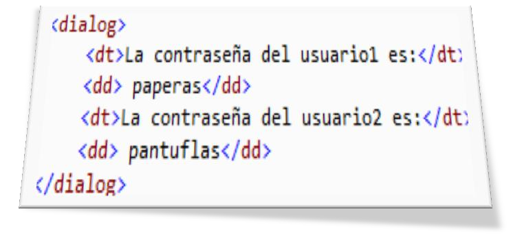 la etiqueta dialog ordena contenido de chat