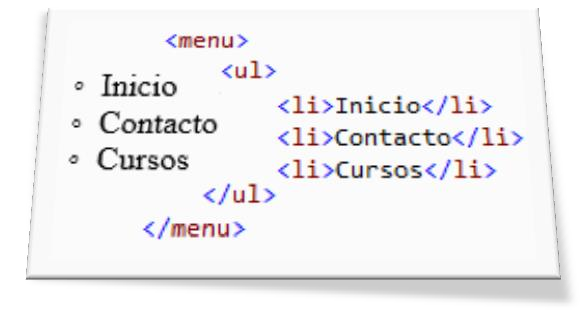 uso de etiqueta menu