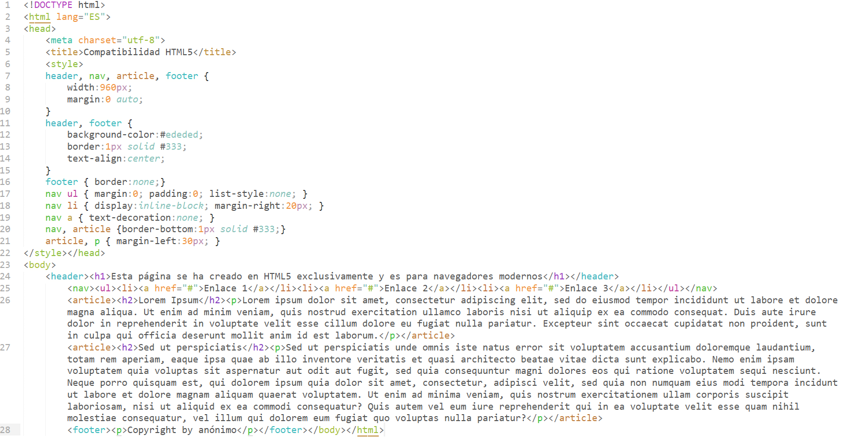 página en HTML5