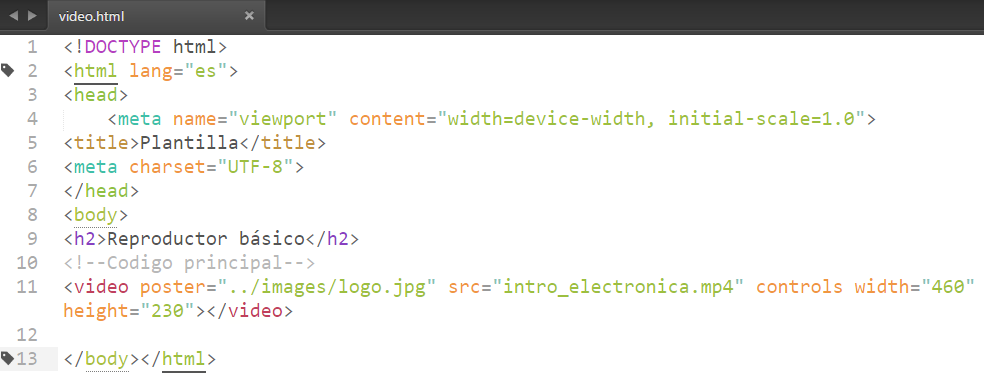 reproductor de vídeo HTML5