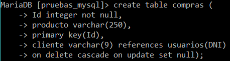 creaci贸n de primary key a nivel de tabla