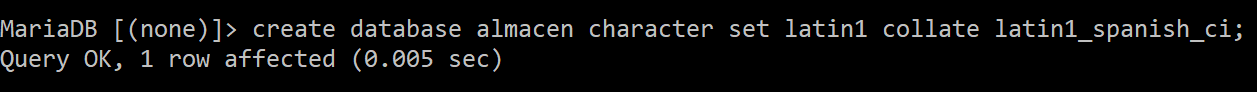 creaci贸n de la base de datos almac茅n en MySQL