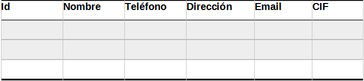 tabla de proveedor en la aplicaci贸n GESINPY