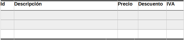 tabla de facturacion en la aplicaci贸n GESINPY