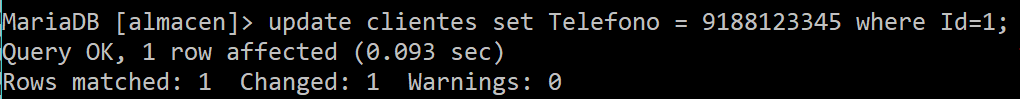 confirmaci贸n de la operaci贸n de actualizaci贸n