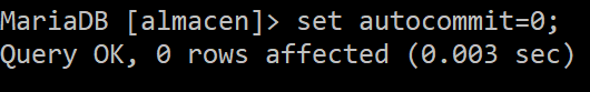 Iniciar transacci贸n en Mysql
