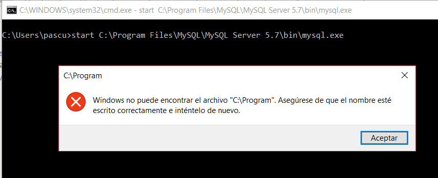 fallo al cargar la ruta desde la consola
