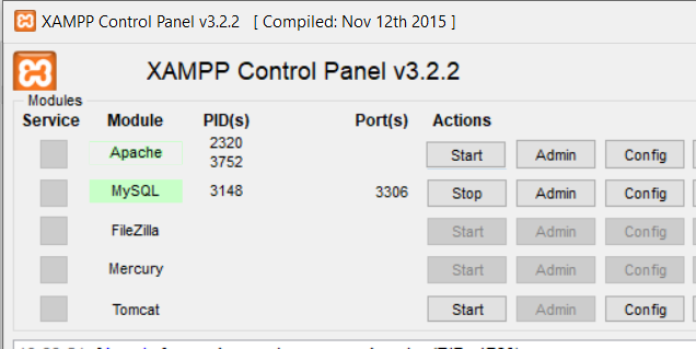 Activa el mysql de Xampp