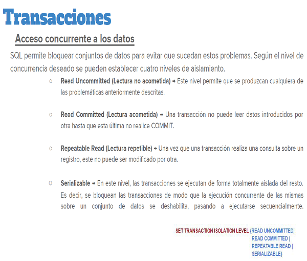 Terminamos con las transacciones