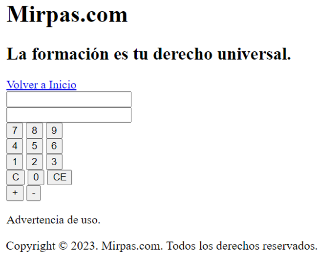 Página de calculadora con formato básico